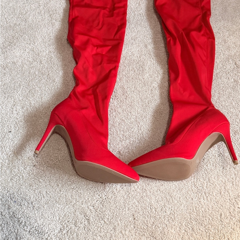 Fashion Nova Red Stiletto Heel Women's Boots